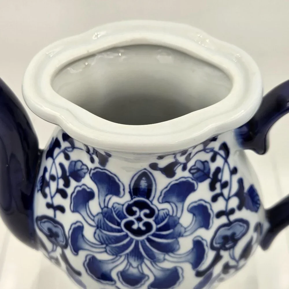 Bombay Asian Garden Teapot Fitted Lid Ceramic Cobalt Blue and White Floral - Picture 3 of 10